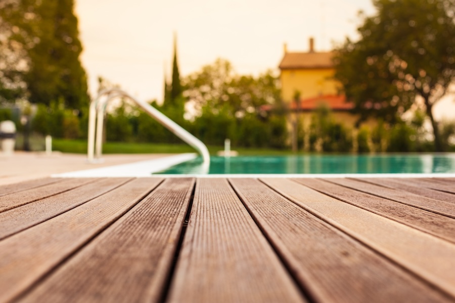 the planking of a swimming pool